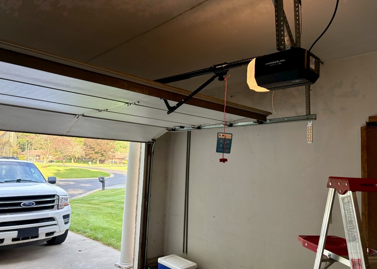 Chamberlain ceiling-mounted opener installed by Alpine